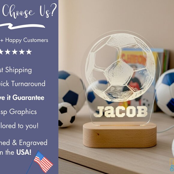 Soccer Night Light – Personalized LED Lamp for Boys & Players - Picture 4 of 8